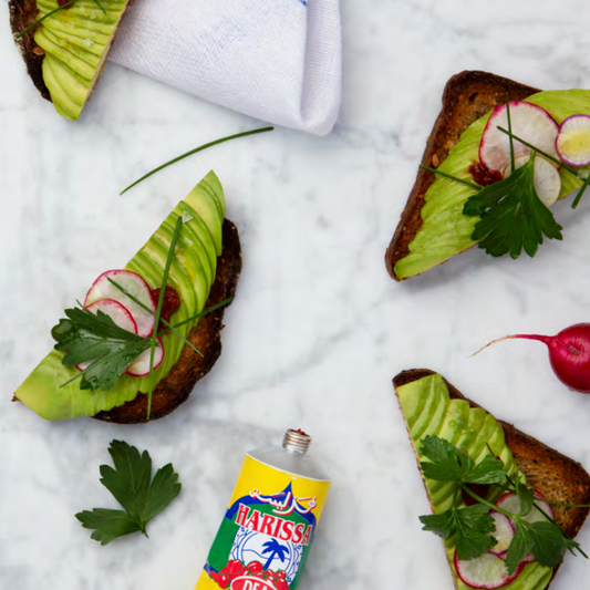 Avocado Toast with Herbs, Radishes and Harissa