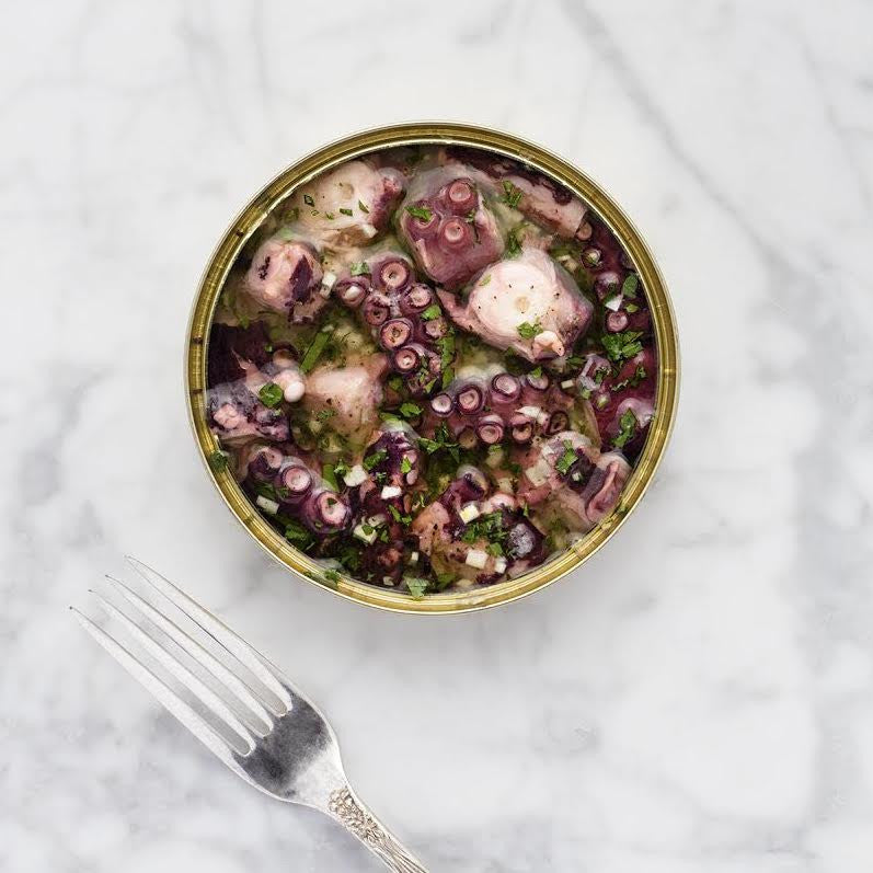 Canned Octopus with Garlic, Lemon and Parsley