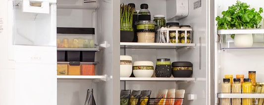 fridge and freezer doors open