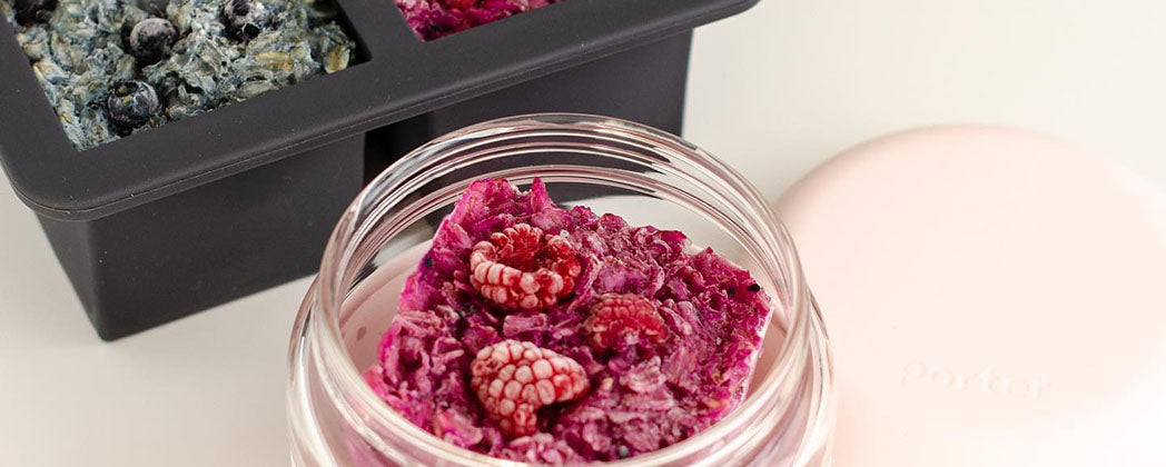 frozen fruits in ice trays